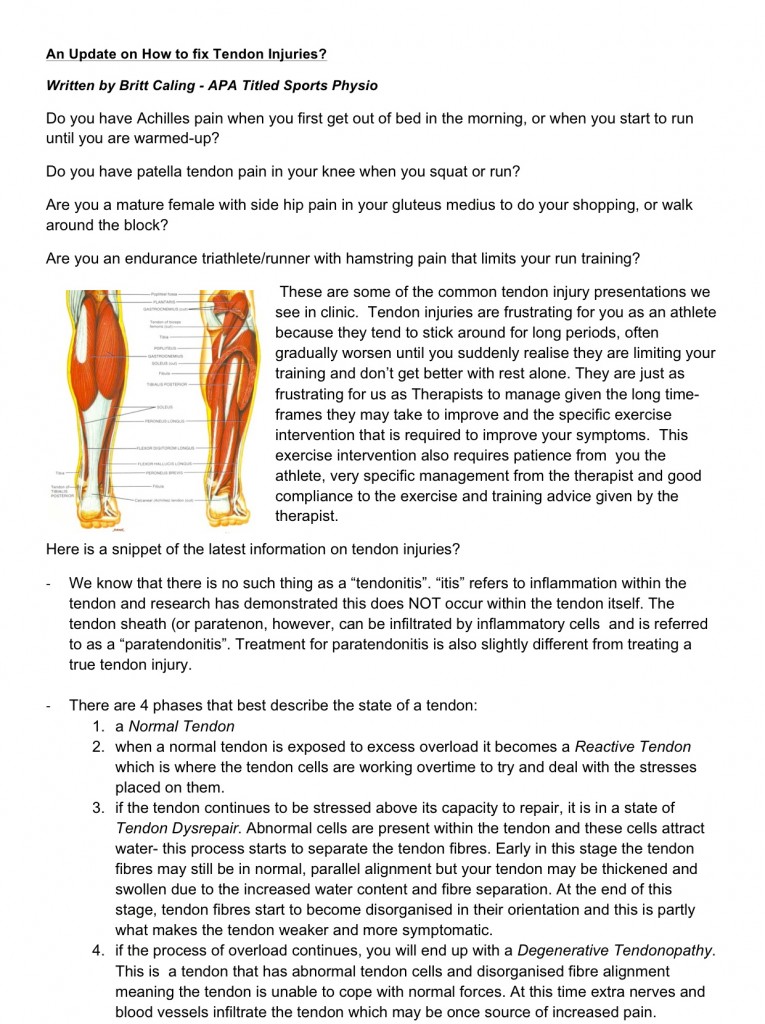 An update on how to fix tendon injuries Sports Physio Burleigh Runaway Bay