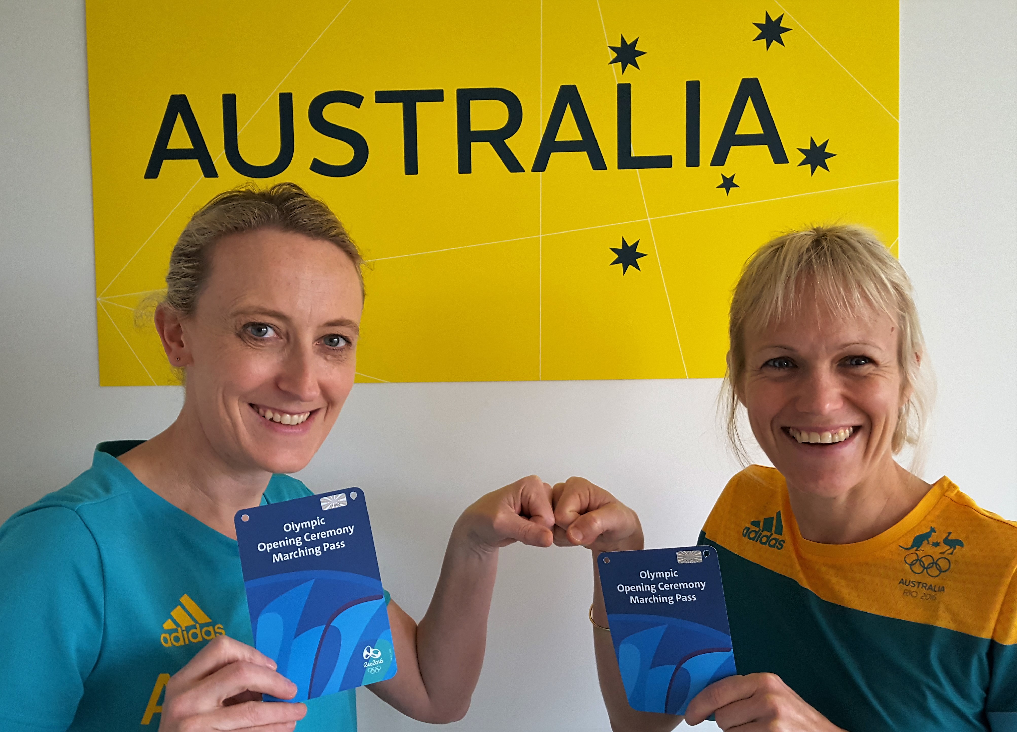 Olympic opening ceremony pass Britt Caling and Kylie Holt physio's